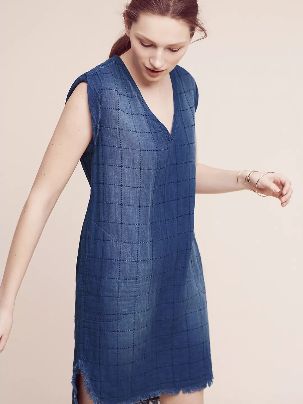 cloth & stone from Anthropologie | Blue Frayed Tunic Dress